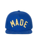 Blue Straight Snapback with Yellow MADE