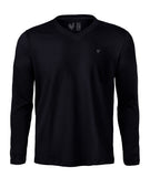 Basic LS Vneck Black (Tone on Tone)